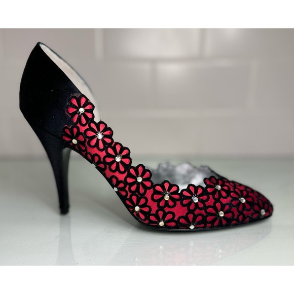 Vintage Gucci Heels Size 7.5 Women’s Red and Black Made In Italy 80s Pumps - Picture 8 of 14